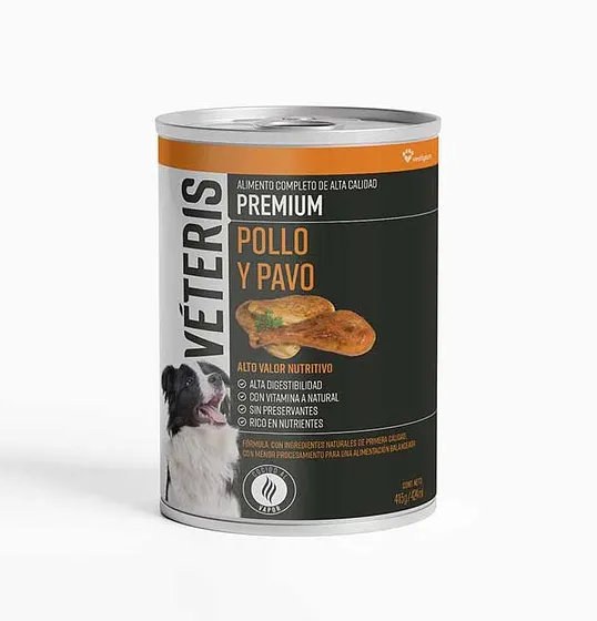 Véteris comida para perros con pollo y pavo Alimento Húmedo 415gr
