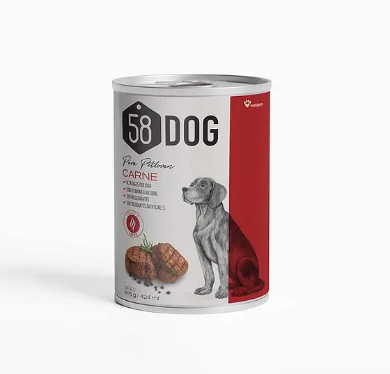 58 Dog Alimento húmedo de carne 415gr