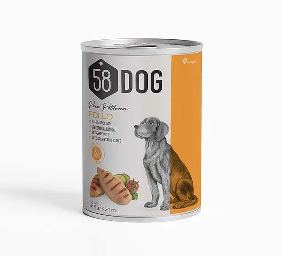58 Dog comida para perros con pollo Alimento Húmedo 415gr
